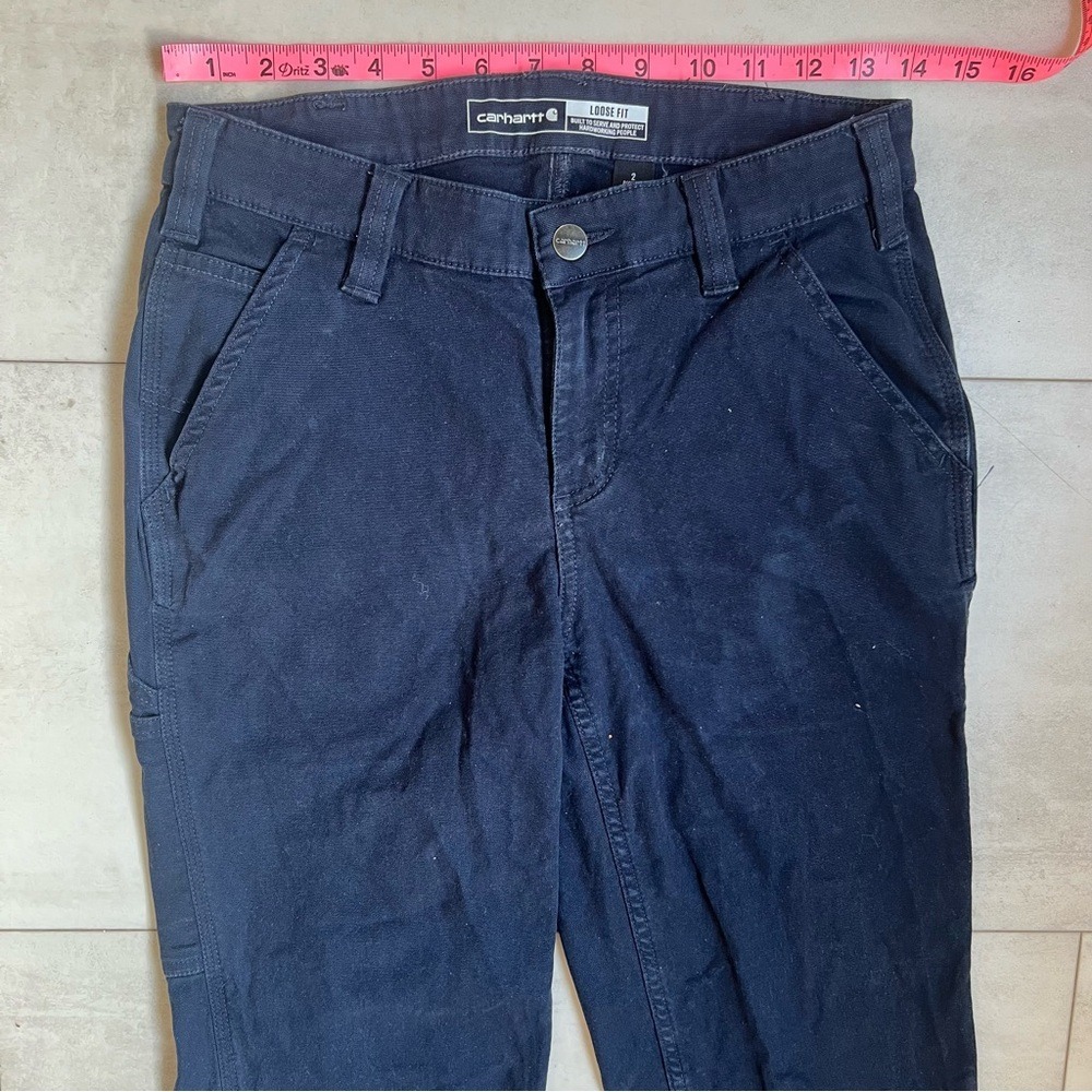 Carhartt Rugged Flex Loose Fit Canvas Work Pants Navy Blue BN2080-W Mens 31x31 - Picture 2 of 7